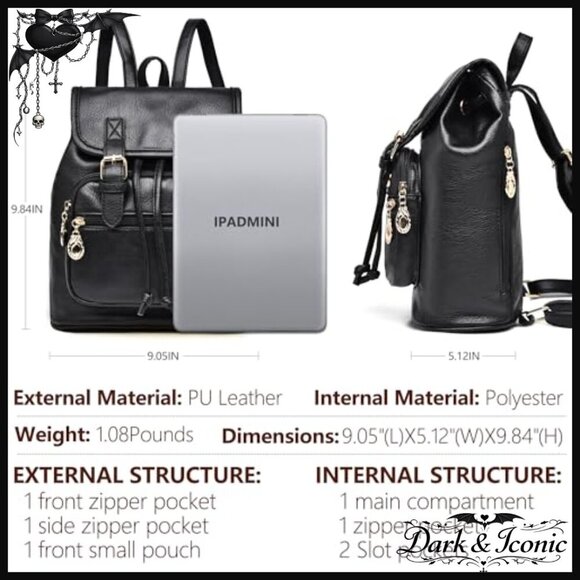 Mini Vegan Leather Backpack, Lightweight Daypack with Multiple Pockets main image 6